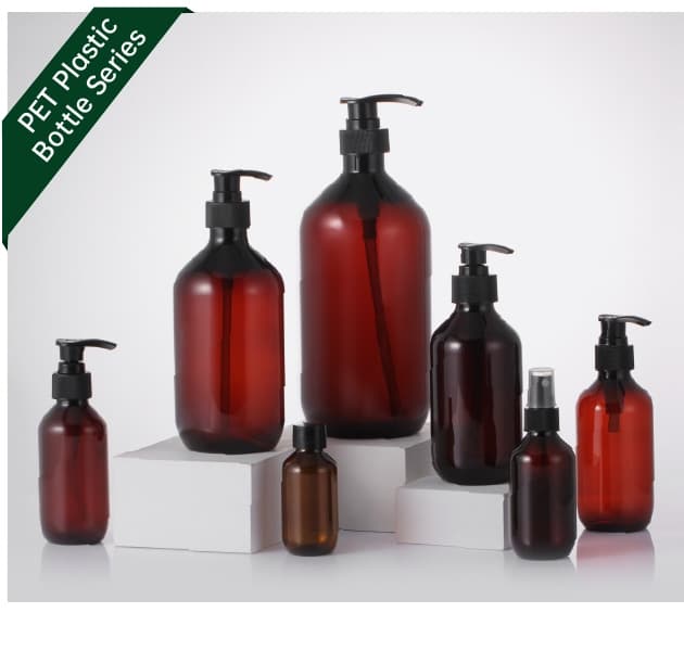 Amber PET pump bottles manufactured by Sanle